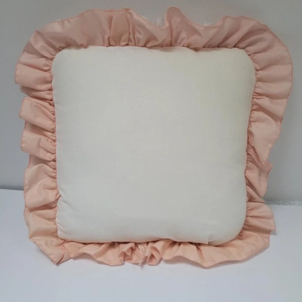 Vtg‎ Southern Belle Embroidered Throw Pillow Ruffled Lace 2